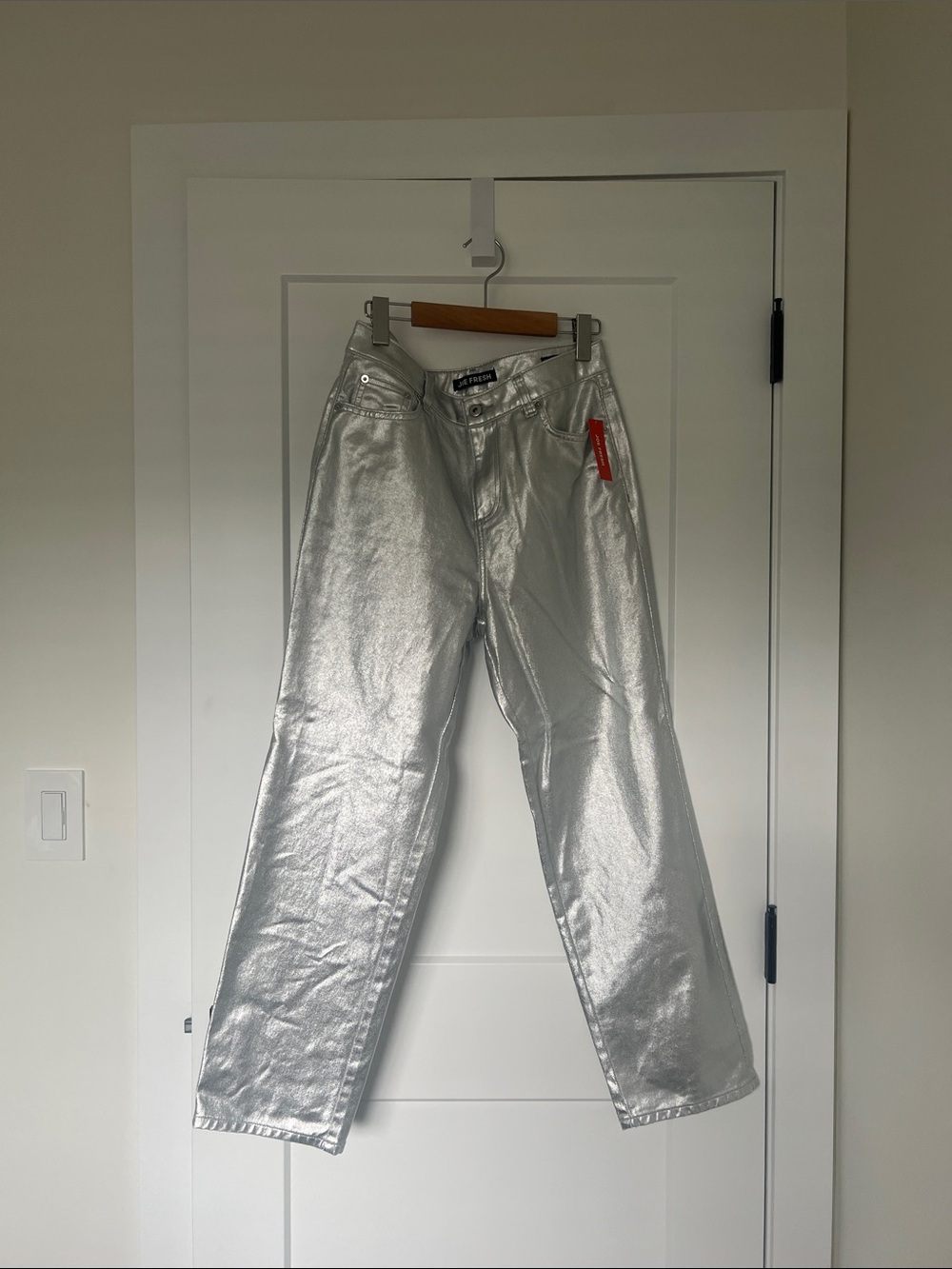 Joe Fresh Metallic Silver Straight-Leg Jeans